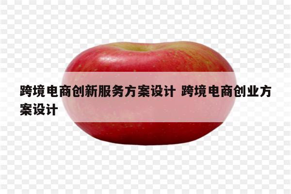 跨境电商创新服务方案设计 跨境电商创业方案设计
