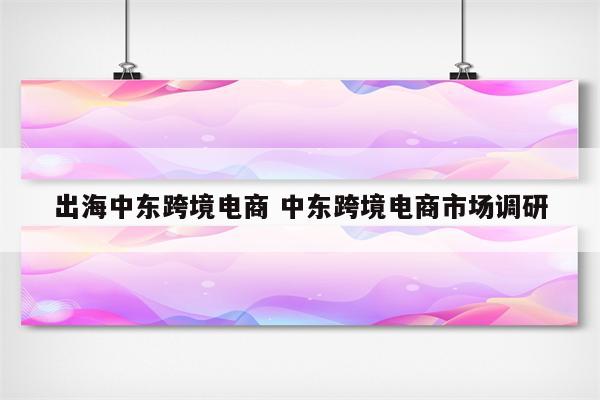 出海中东跨境电商 中东跨境电商市场调研