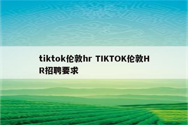 tiktok伦敦hr TIKTOK伦敦HR招聘要求