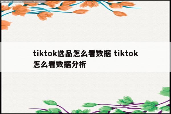 tiktok选品怎么看数据 tiktok怎么看数据分析