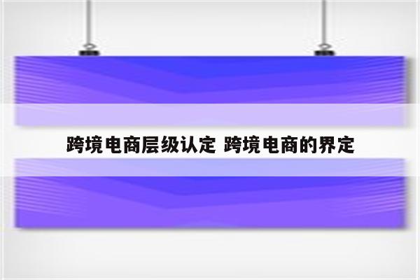 跨境电商层级认定 跨境电商的界定