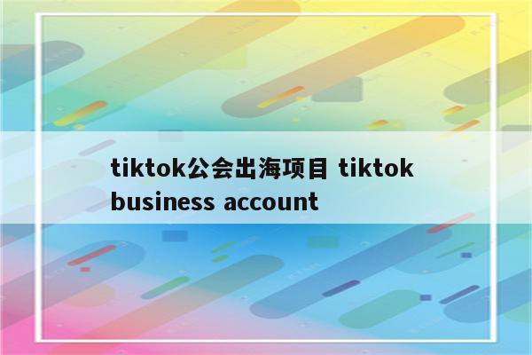 tiktok公会出海项目 tiktok business account
