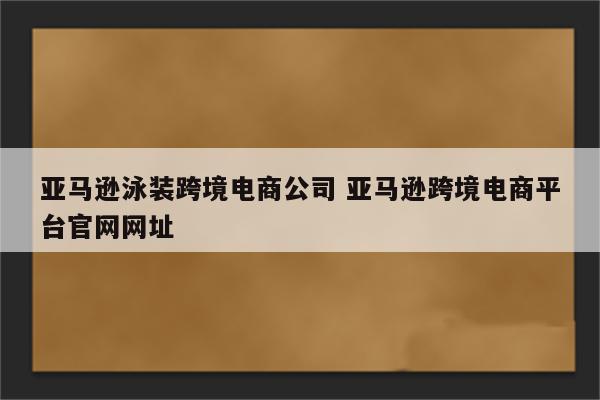 亚马逊泳装跨境电商公司 亚马逊跨境电商平台官网网址