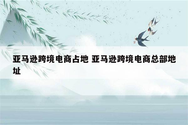 亚马逊跨境电商占地 亚马逊跨境电商总部地址