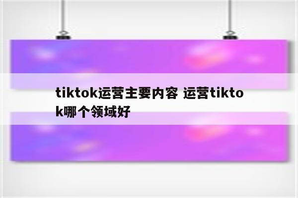 tiktok运营主要内容 运营tiktok哪个领域好