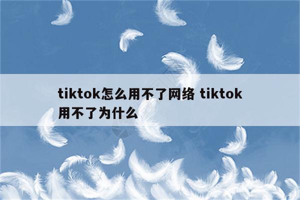 tiktok怎么用不了网络 tiktok用不了为什么