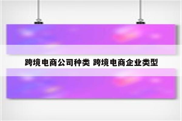 跨境电商公司种类 跨境电商企业类型