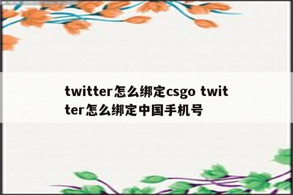 twitter怎么绑定csgo twitter怎么绑定中国手机号