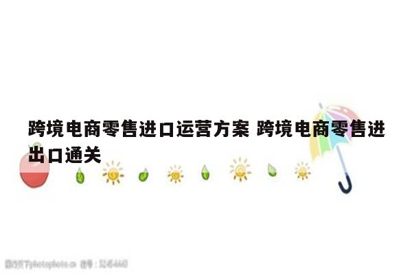 跨境电商零售进口运营方案 跨境电商零售进出口通关