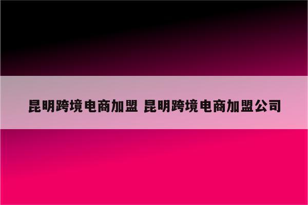 昆明跨境电商加盟 昆明跨境电商加盟公司