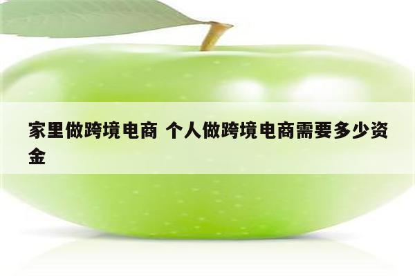 家里做跨境电商 个人做跨境电商需要多少资金
