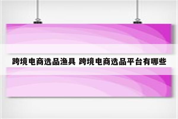 跨境电商选品渔具 跨境电商选品平台有哪些