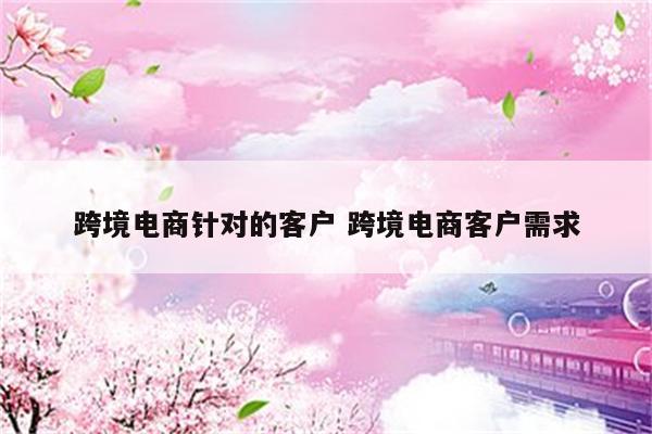 跨境电商针对的客户 跨境电商客户需求