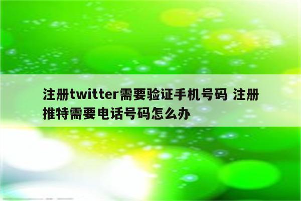 注册twitter需要验证手机号码 注册推特需要电话号码怎么办