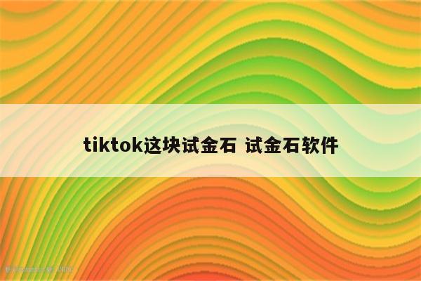 tiktok这块试金石 试金石软件