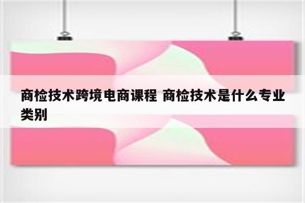 商检技术跨境电商课程 商检技术是什么专业类别