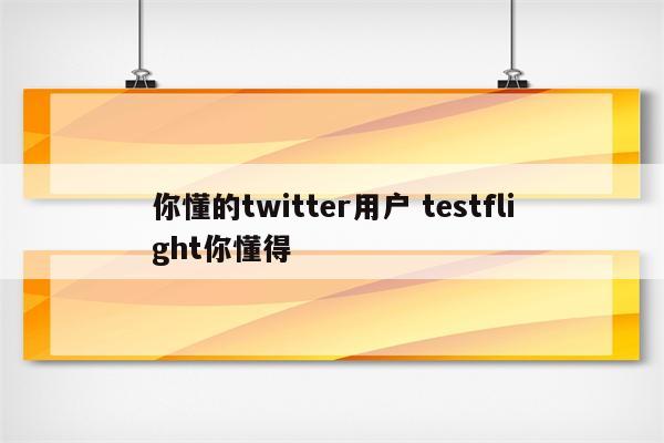 你懂的twitter用户 testflight你懂得