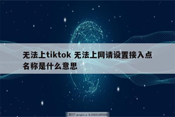 无法上tiktok 无法上网请设置接入点名称是什么意思