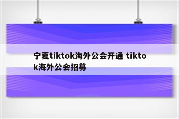 宁夏tiktok海外公会开通 tiktok海外公会招募
