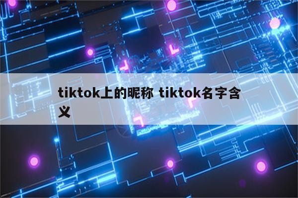 tiktok上的昵称 tiktok名字含义