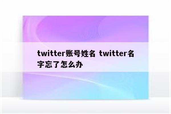 twitter账号姓名 twitter名字忘了怎么办