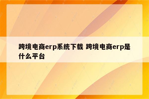 跨境电商erp系统下载 跨境电商erp是什么平台