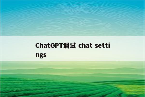 ChatGPT调试 chat settings
