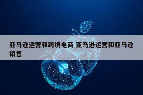 亚马逊运营和跨境电商 亚马逊运营和亚马逊销售