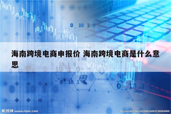 海南跨境电商申报价 海南跨境电商是什么意思