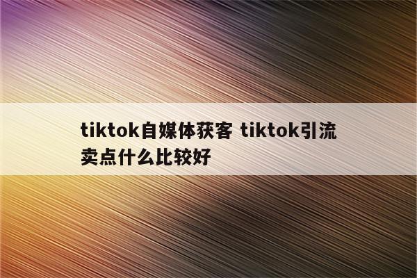 tiktok自媒体获客 tiktok引流卖点什么比较好