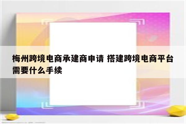 梅州跨境电商承建商申请 搭建跨境电商平台需要什么手续