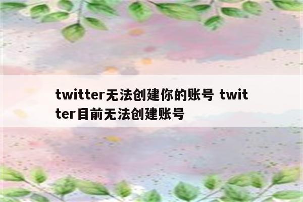 twitter无法创建你的账号 twitter目前无法创建账号