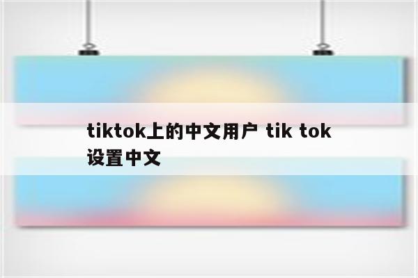 tiktok上的中文用户 tik tok设置中文
