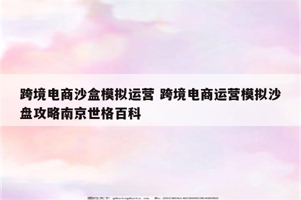 跨境电商沙盒模拟运营 跨境电商运营模拟沙盘攻略南京世格百科