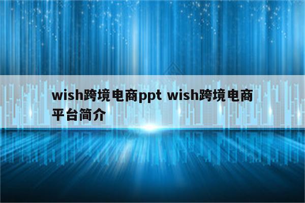 wish跨境电商ppt wish跨境电商平台简介