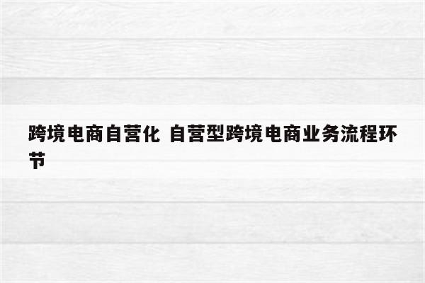 跨境电商自营化 自营型跨境电商业务流程环节