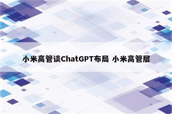 小米高管谈ChatGPT布局 小米高管层