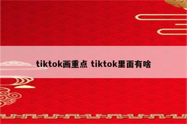 tiktok画重点 tiktok里面有啥