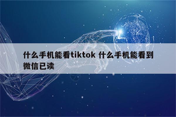什么手机能看tiktok 什么手机能看到微信已读