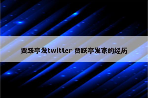 贾跃亭发twitter 贾跃亭发家的经历