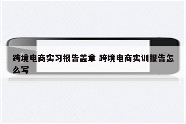 跨境电商实习报告盖章 跨境电商实训报告怎么写
