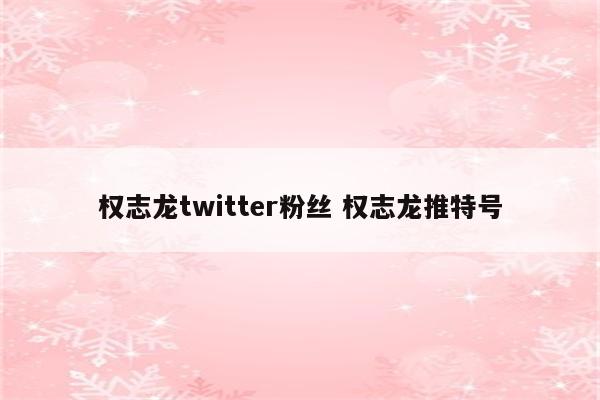 权志龙twitter粉丝 权志龙推特号