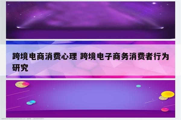 跨境电商消费心理 跨境电子商务消费者行为研究