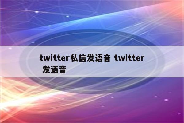 twitter私信发语音 twitter 发语音