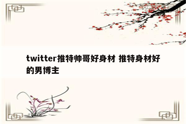 twitter推特帅哥好身材 推特身材好的男博主