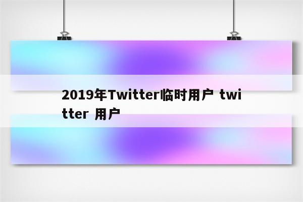2019年Twitter临时用户 twitter 用户