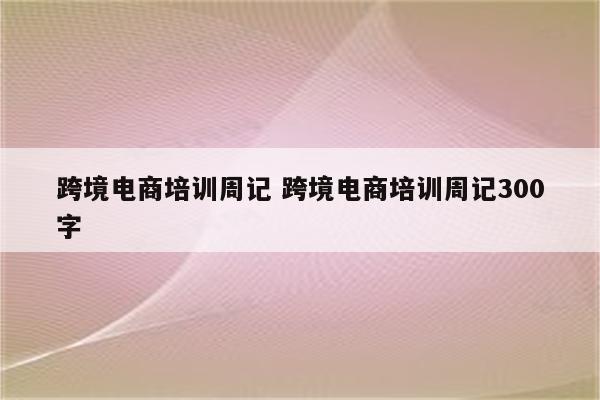 跨境电商培训周记 跨境电商培训周记300字