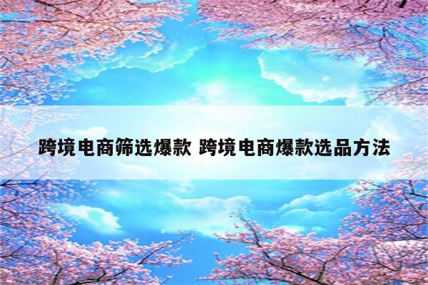 跨境电商筛选爆款 跨境电商爆款选品方法