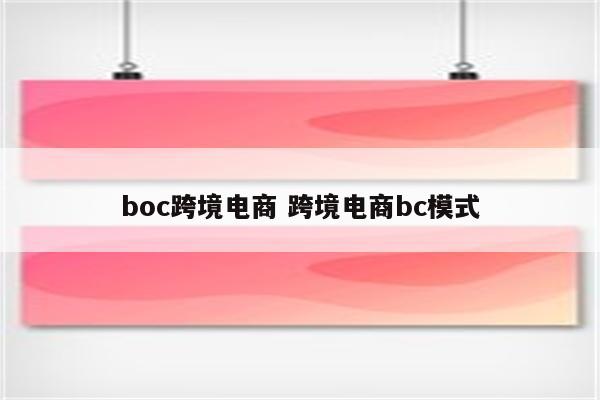 boc跨境电商 跨境电商bc模式