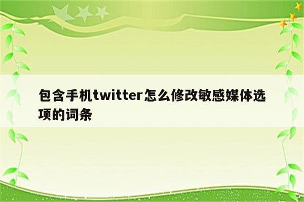 包含手机twitter怎么修改敏感媒体选项的词条